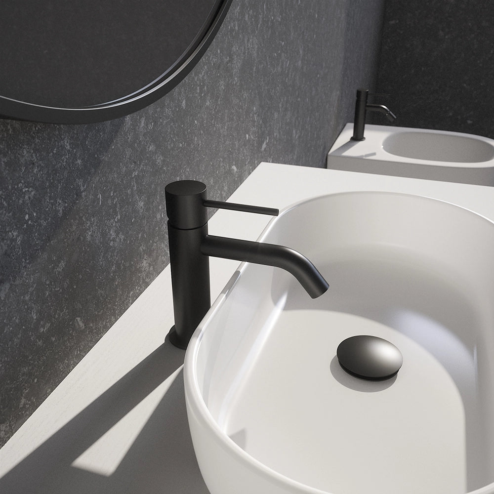 Set miscelatore lavabo e bidet senza scarico ed incasso doccia con deviatore in ottone nero opaco | Katharine