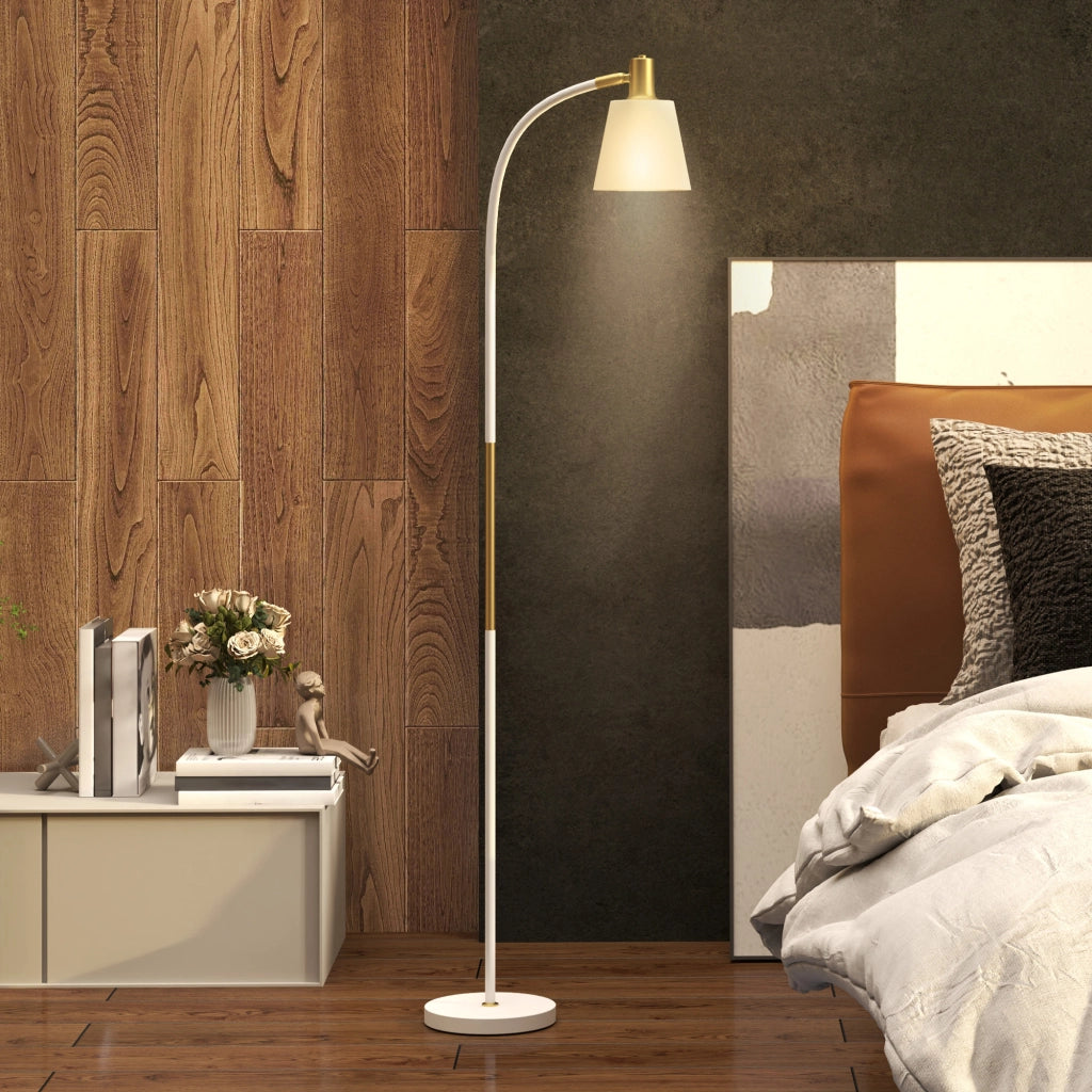 Lampada da Terra LED Regolabile ¨C Xylo ¨C Bianco e Oro 49x21x127-160 cm