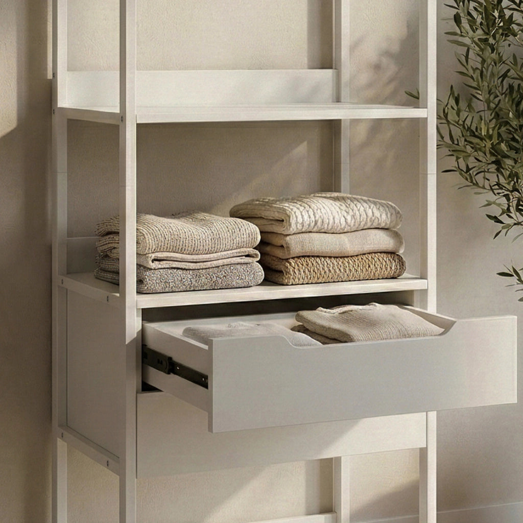 Stand Appendiabiti Jässaatka in Acciaio con 2 Cassetti e 4 Ripiani 200 x 61 x 40 cm - Grigio [en.casa]