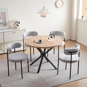 GrandCA HOME Set Tavolo e Sedie, Tavolo Rotondo da 100 cm + 4 Sedie Imbottite, Adatto per 4-6 Persone, (Marrone Chiaro e Grigio Chiaro)