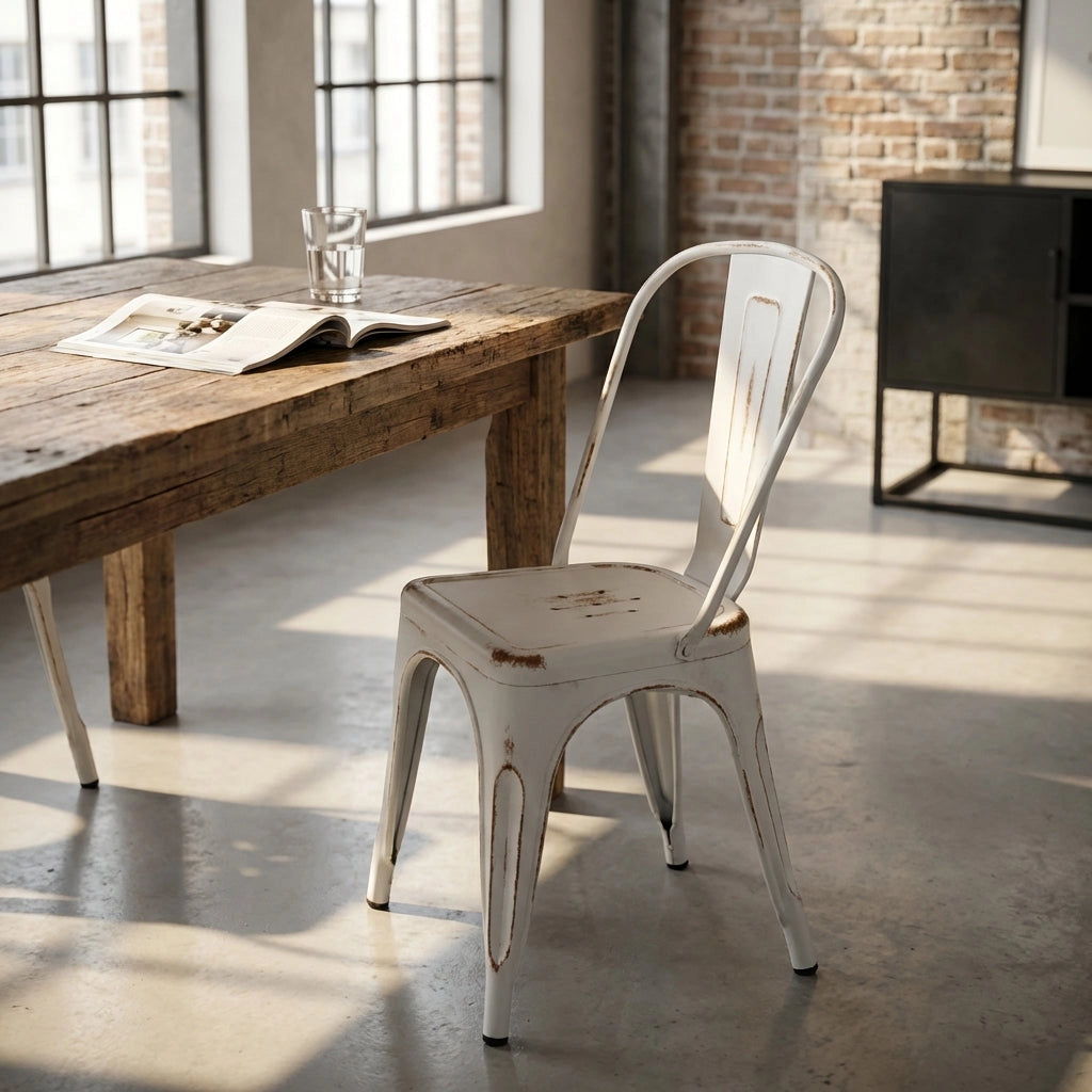 Sedia per Sala da Pranzo Industrial in Acciaio cm 35x45x85 - METAL