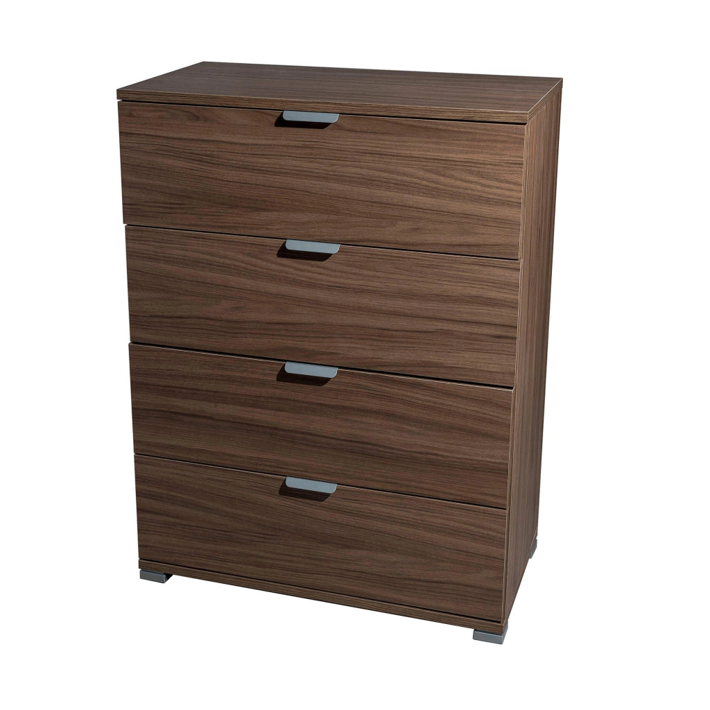 CASSETTIERA BASIC CON 4 CASSETTI IN LEGNO DI NOCE MARRONE 60 X 38 X H 85 CM