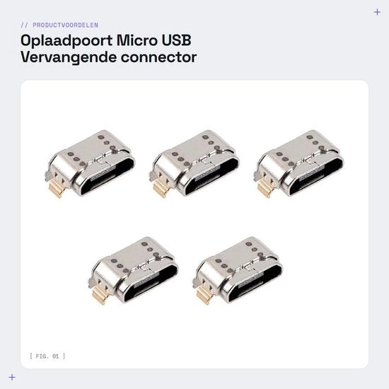 Porta di ricarica Micro USB - Connettore di ricambio - 5 pezzi - Adatto per Samsung Galaxy Tab A - Alta qualità