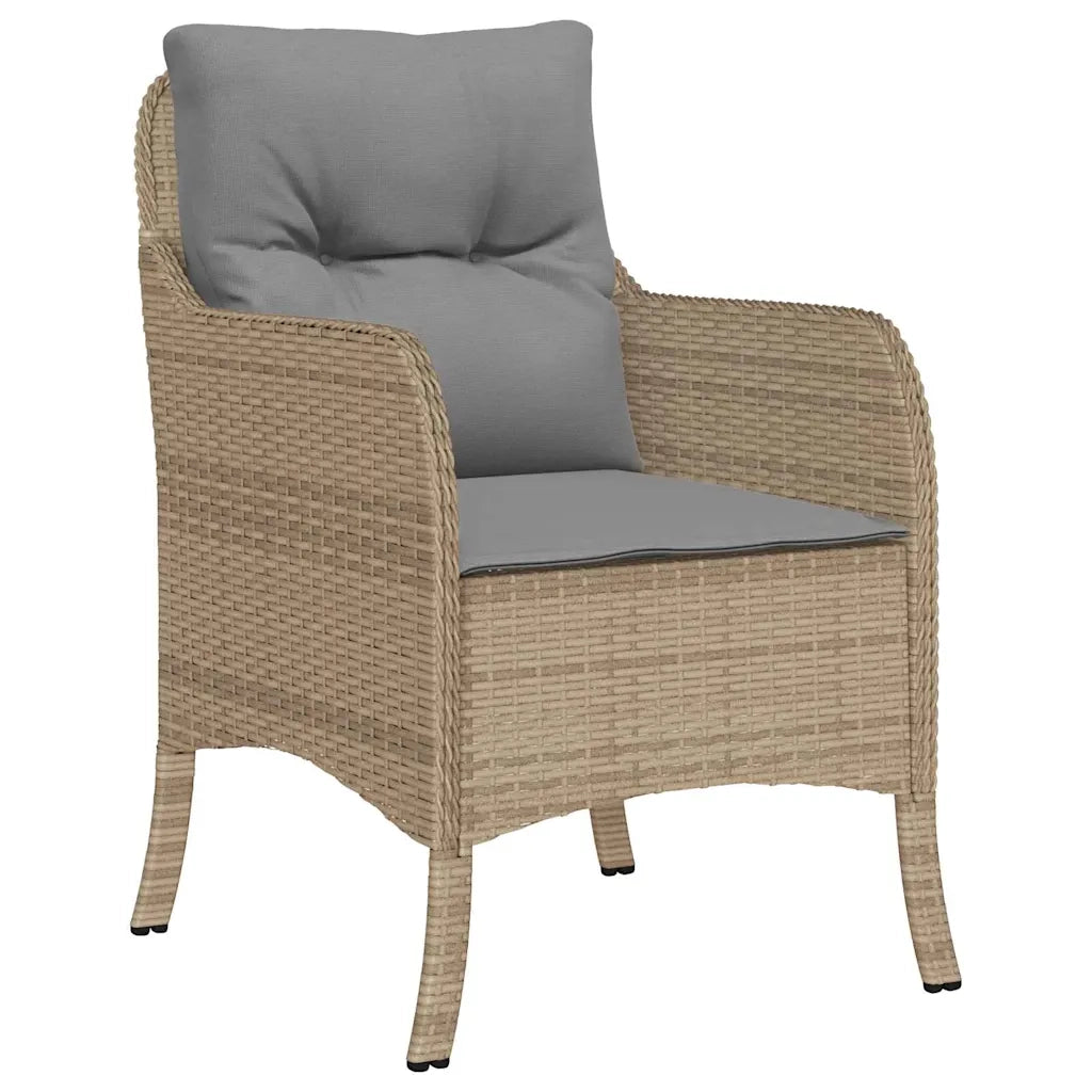 Set da Pranzo per Giardino con cuscino 5 pcs Beige polyrattan 3380179