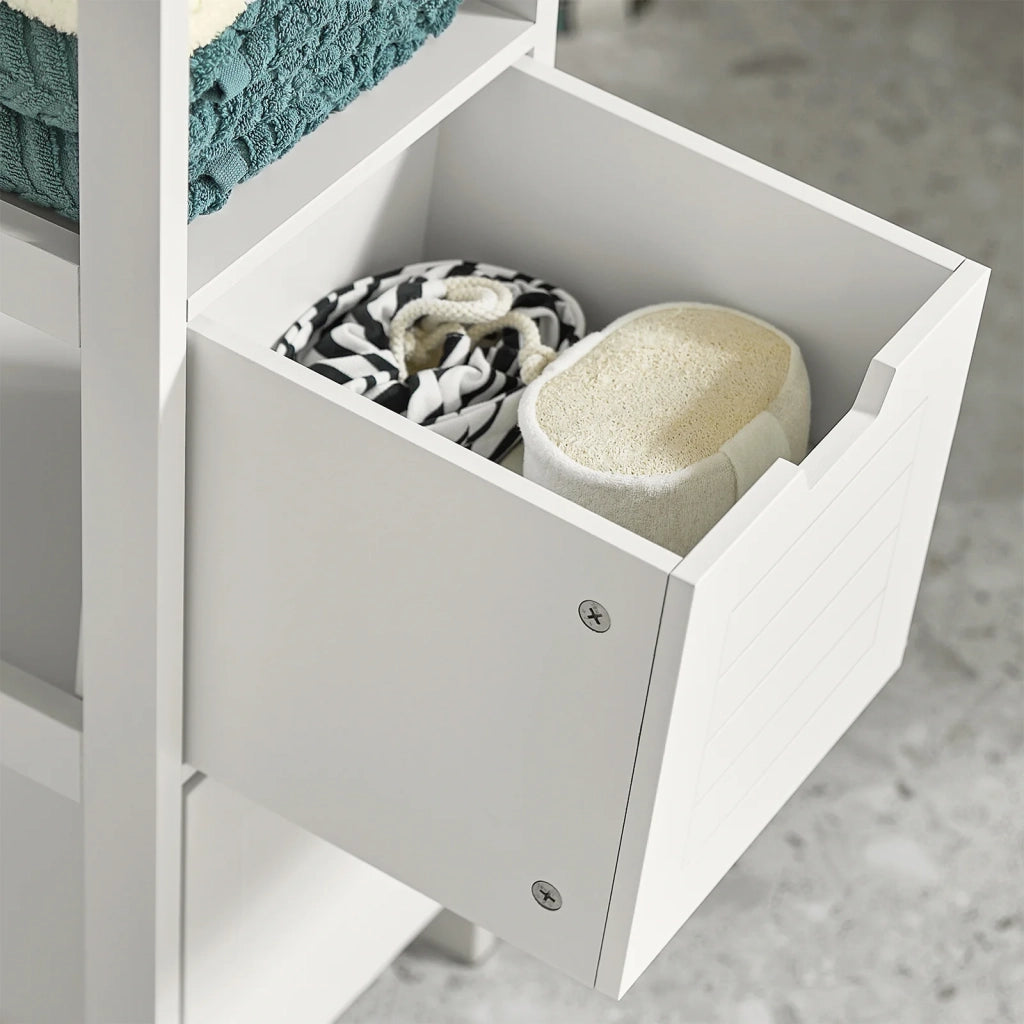 Mobile Bagno Colonna mobiletto Bagno salvaspazio Grigio L30*P30*A90 cm Bianco FRG127-W