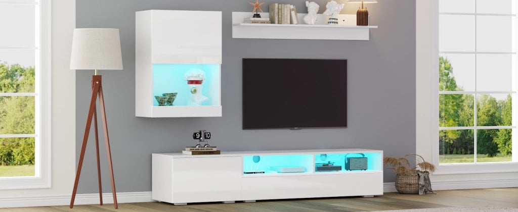 Cassettiera TV bianca in truciolare lunghezza 175 cm