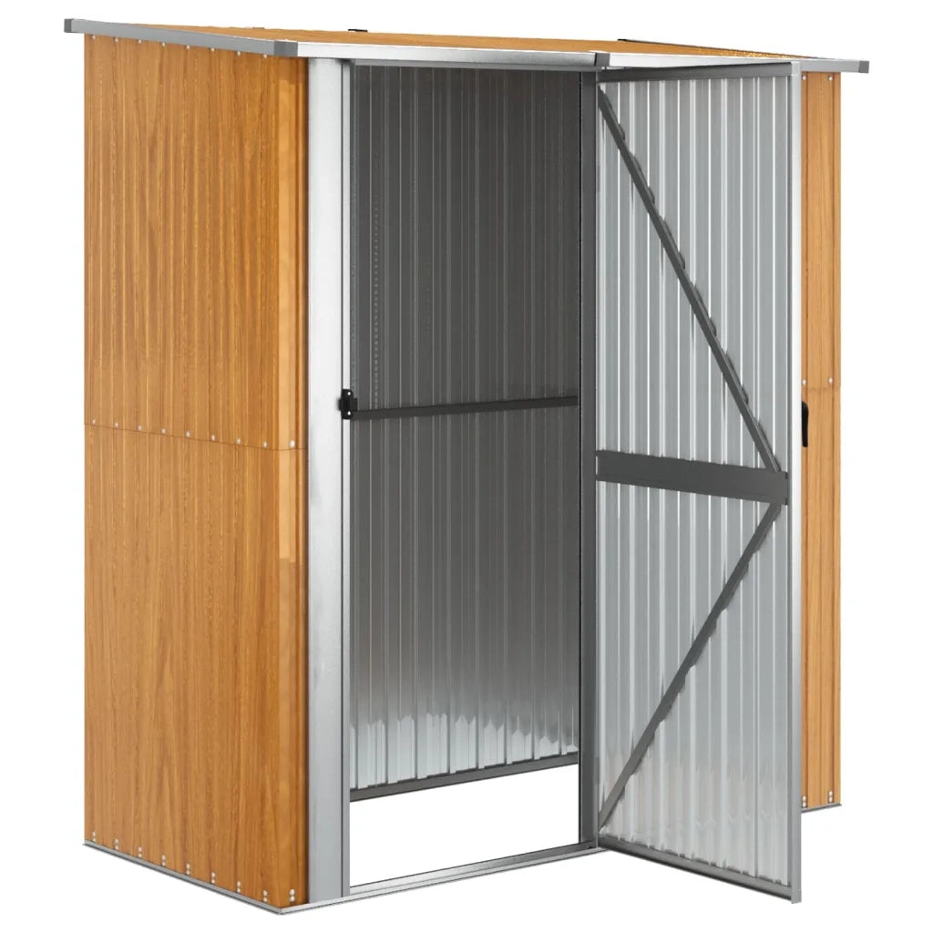 Casetta da giardino 180,5x97x209,5 cm in acciaio zincato effetto legno 150906