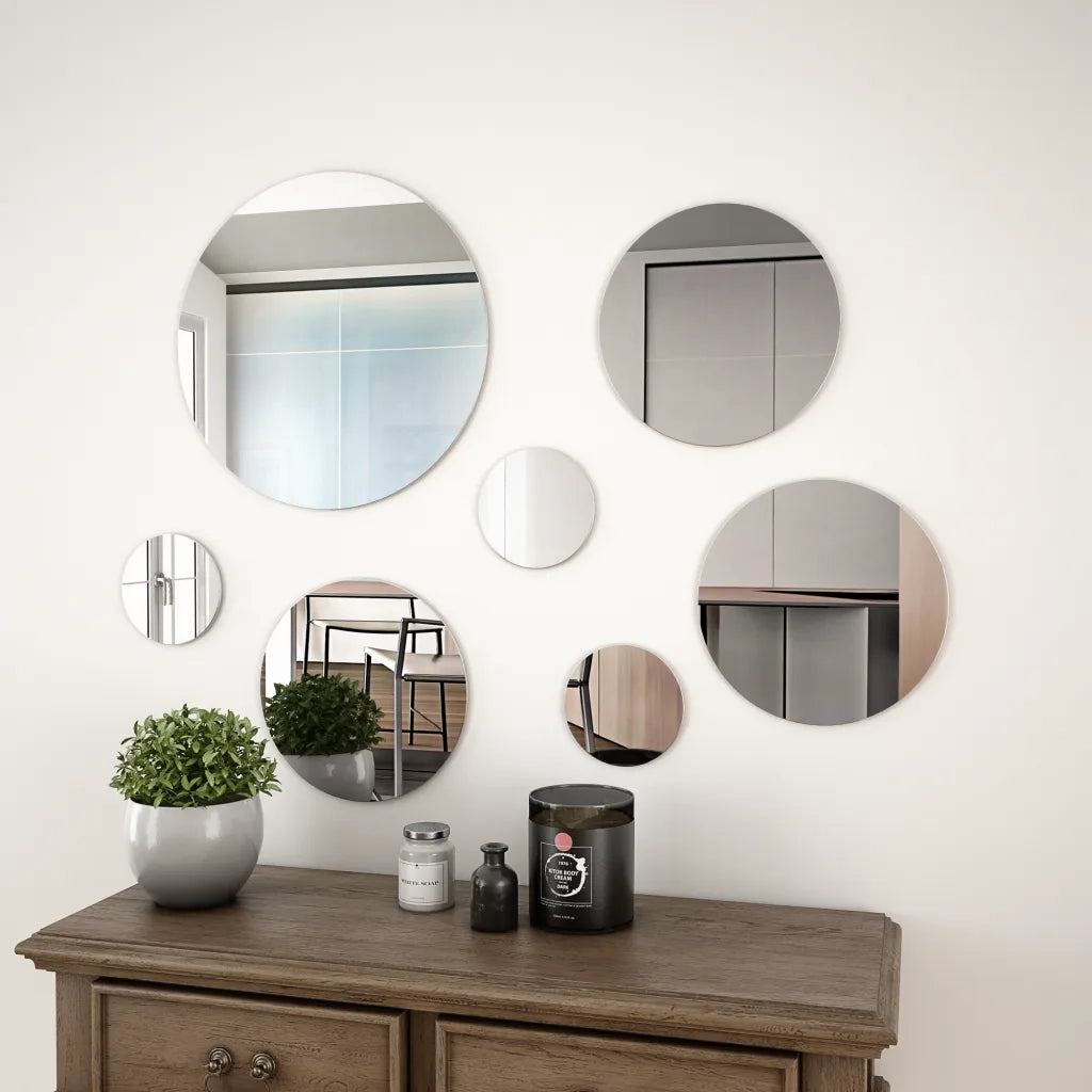Set di Specchi da Parete 7 pz in Vetro Circolare 245692