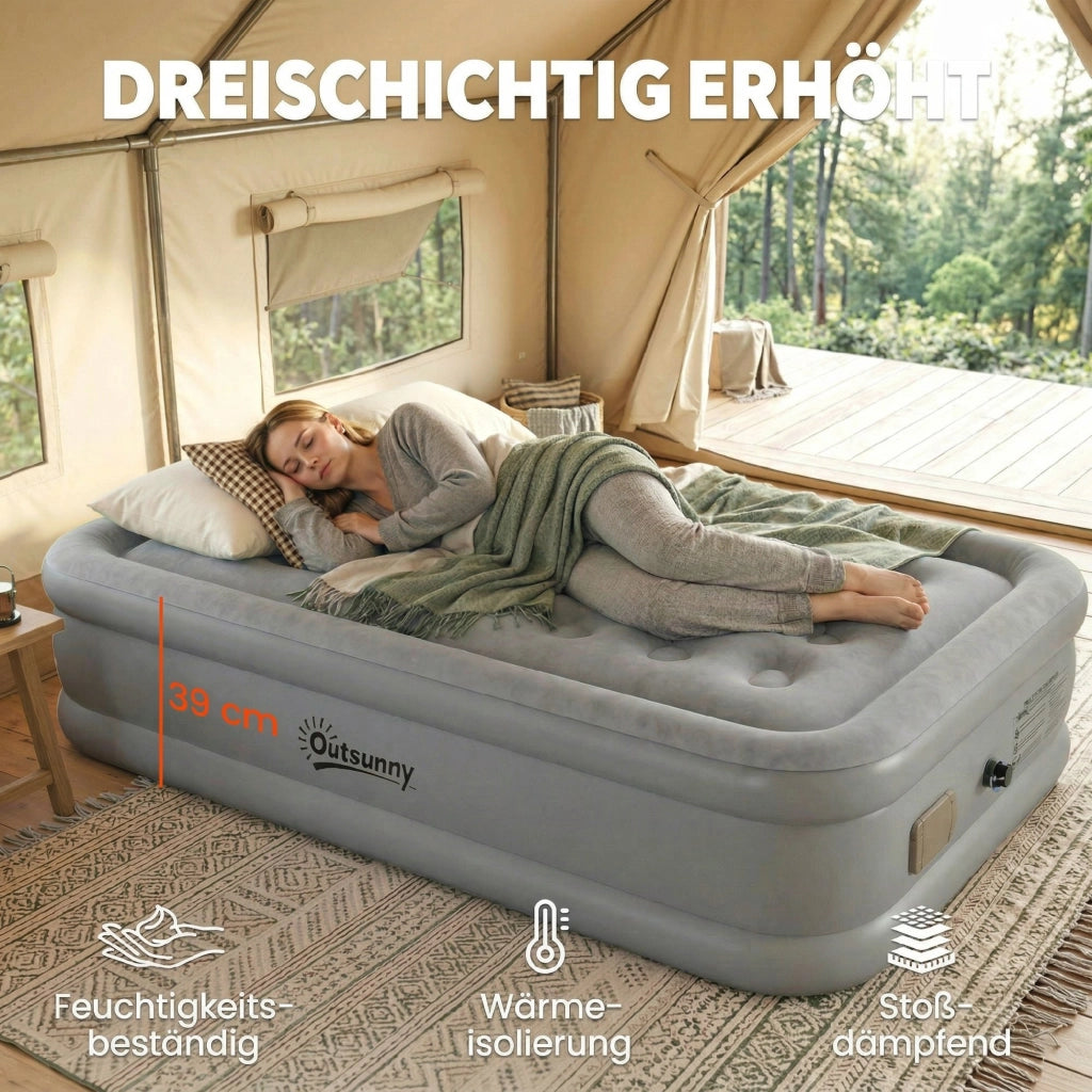 Materasso ad aria auto-gonfiante con pompa elettrica ¨C Zephmum ¨C Grigio 99x191x22 cm
