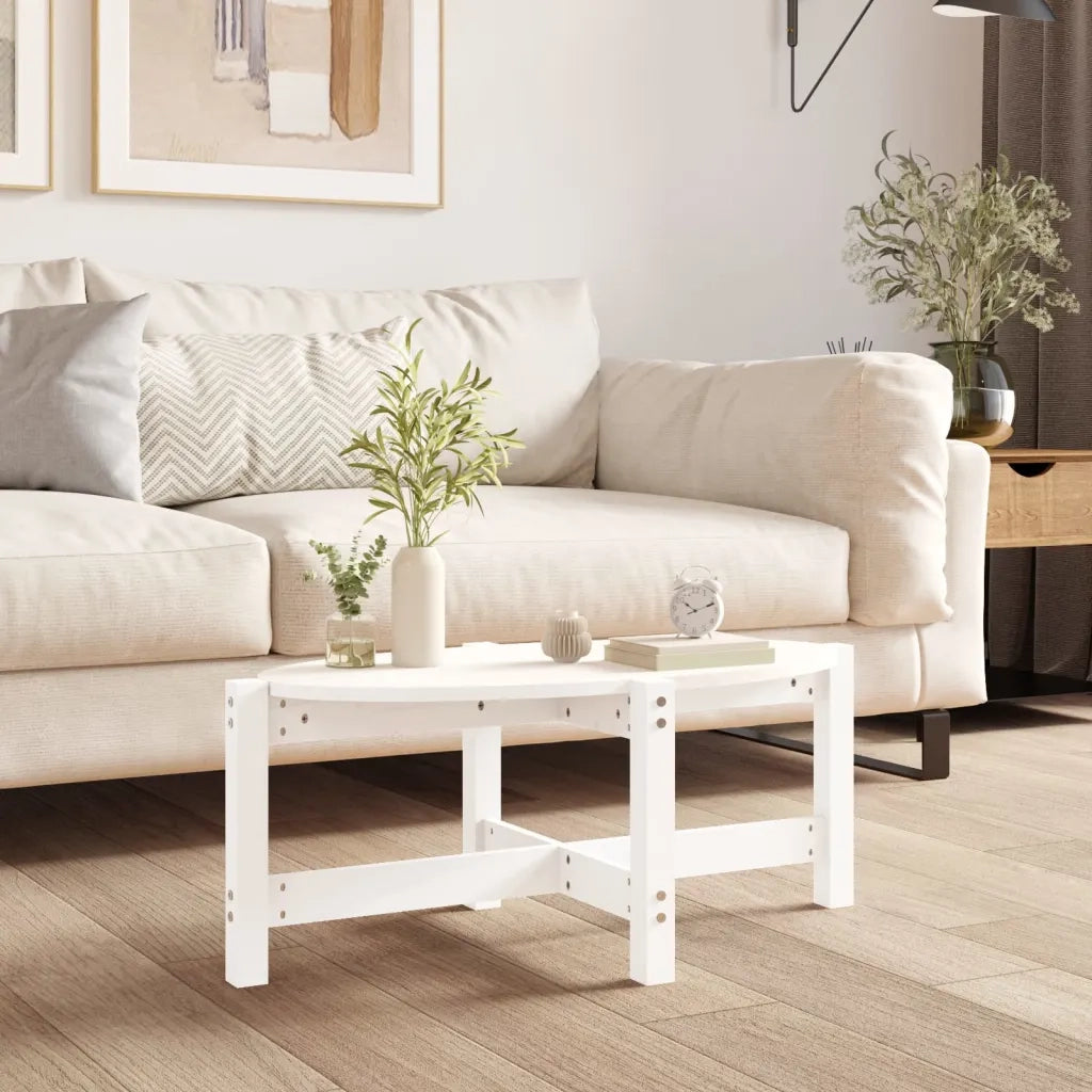 Tavolino da salotto | Tavolino da caff¨¨ | Tavolino da Soggiorno Bianco 87x48x35cm in Legno Massello di Pino