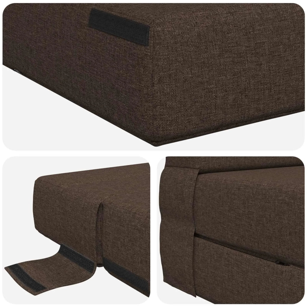 Divano Letto Pieghevole Tortora 100 x 80 x 60 cm Tessuto