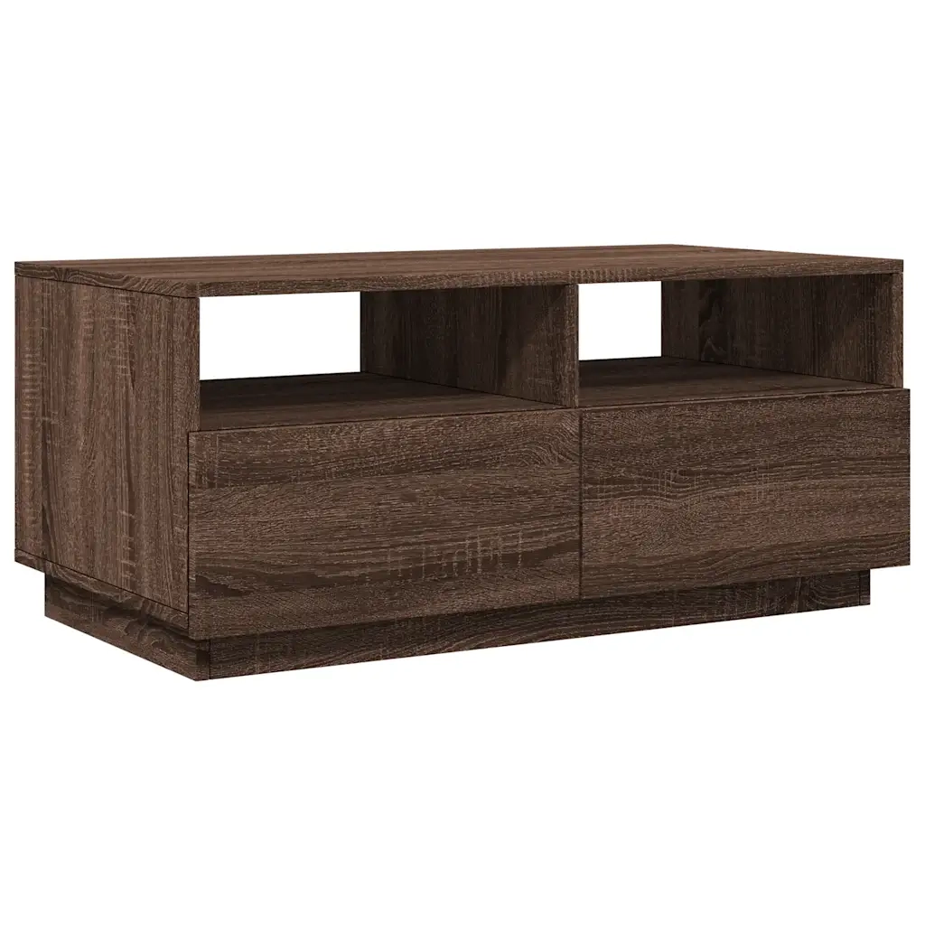 Tavolino da Soggiorno con Luci LED Rovere Marrone 90x49x40 cm 839839