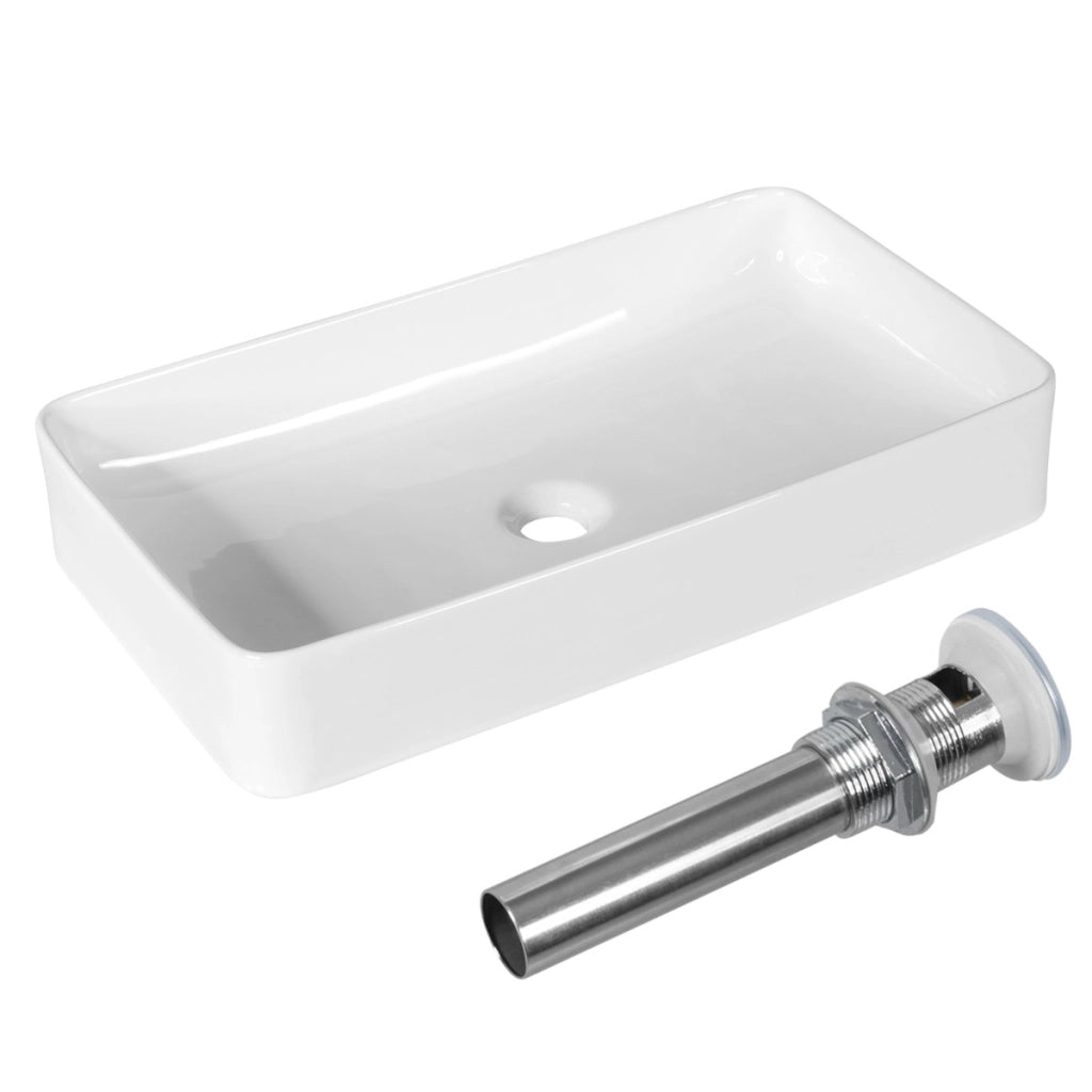Lavandino da bagno in porcellana con scarico a scomparsa-Lavandino da bagno in ceramica 60x35cm Bianco