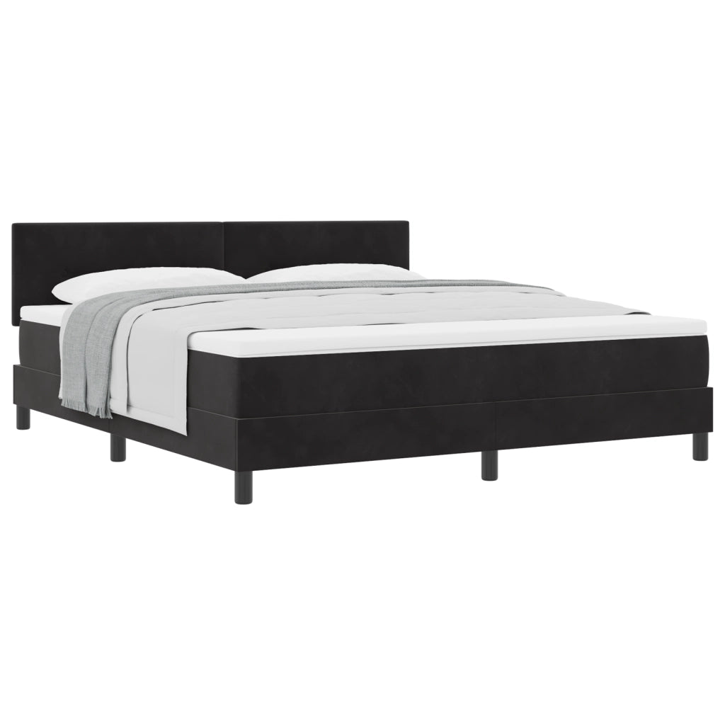 Letto a Rete con Materasso Nero Super King in Velluto