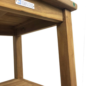 Tavolino Quadrato con Ripiano da Esterno Sal 50x50 cm in Legno Teak