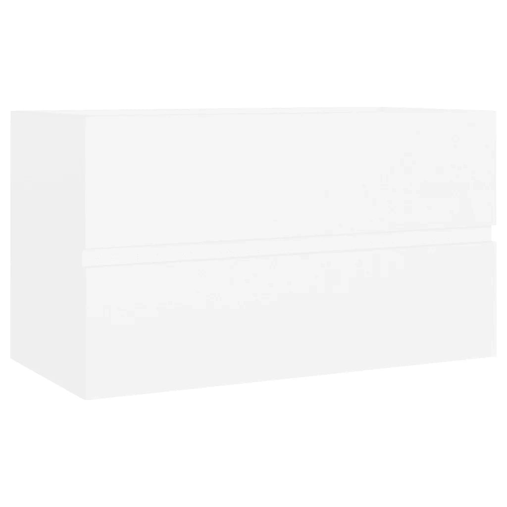 Mobiletto sottolavabo integrato pratico 80 x 38,5 x 45 cm stile contemporaneo finitura opaca in legno composito bianco 02_0055092