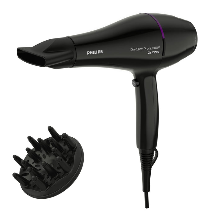 Philips drycare asciugacapelli professionale con asciugatura veloce e potente motore ac 2200w, diffusore incluso bhd274/00