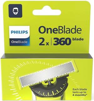 Philips norelco oneblade 360 lama di ricambio per viso, confezione da 2 lame qp420/50