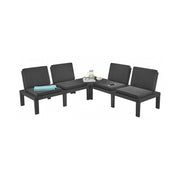Salottino Outdoor Ermes, set Salotto da Esterno 4 Posti Made in Italy, Nero Antracite