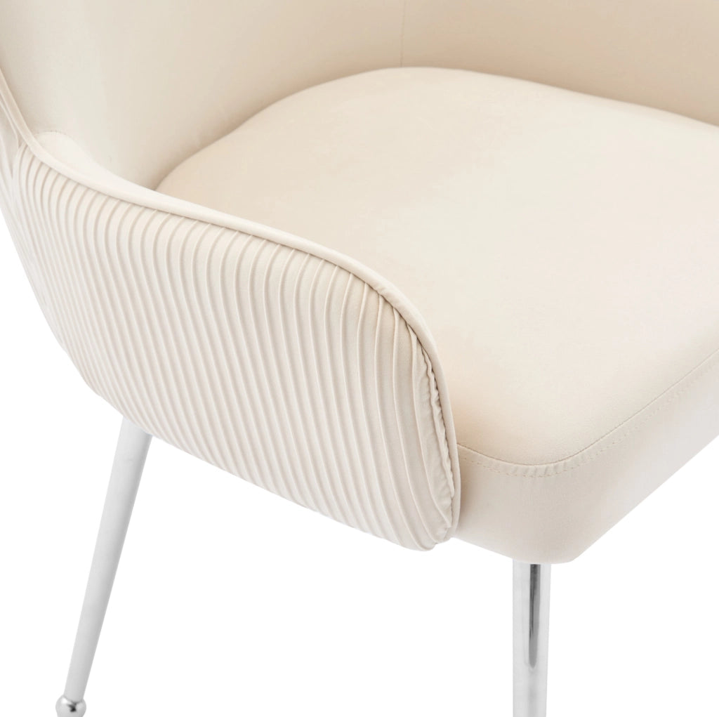 Set di 2 sedie imbottite in velluto beige con braccioli