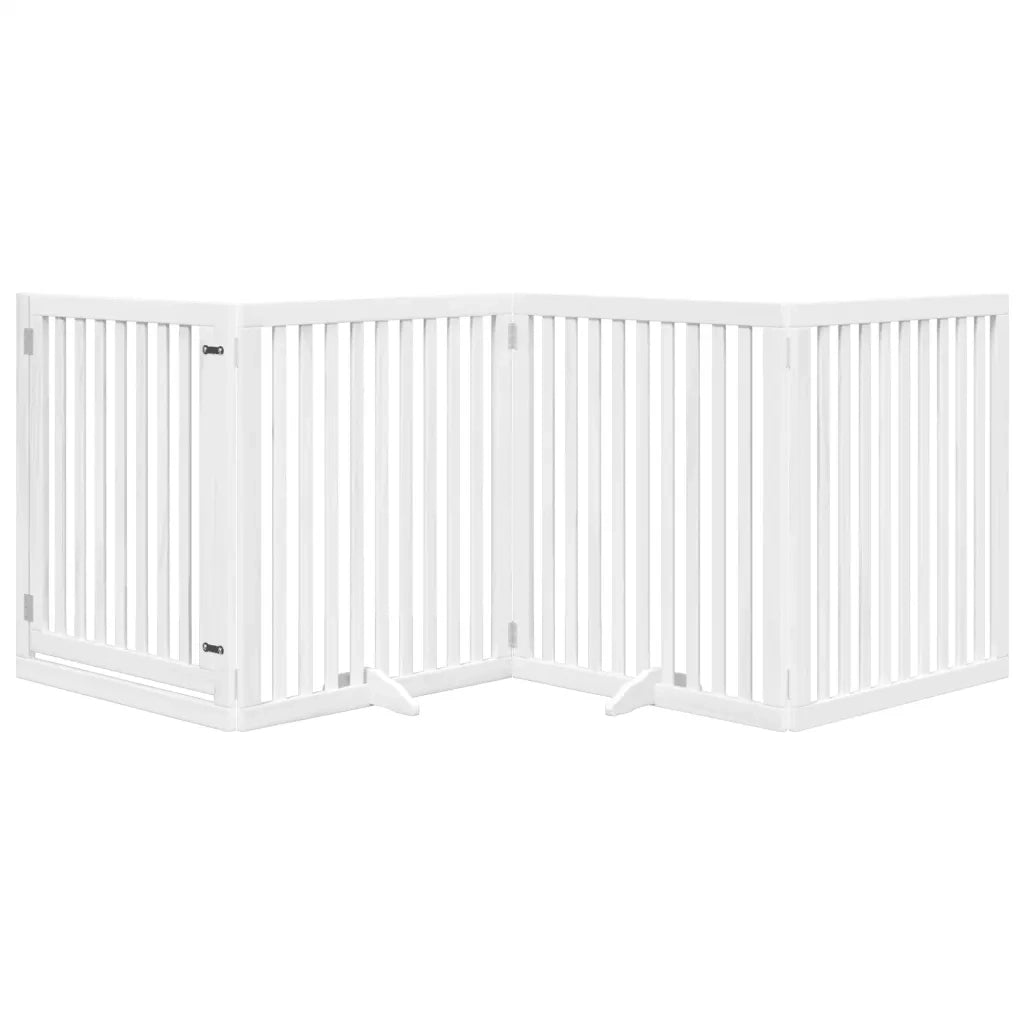 Cancello Cani Porta Pieghevole Bianco 4 Pannelli 320 cm Pioppo 352251
