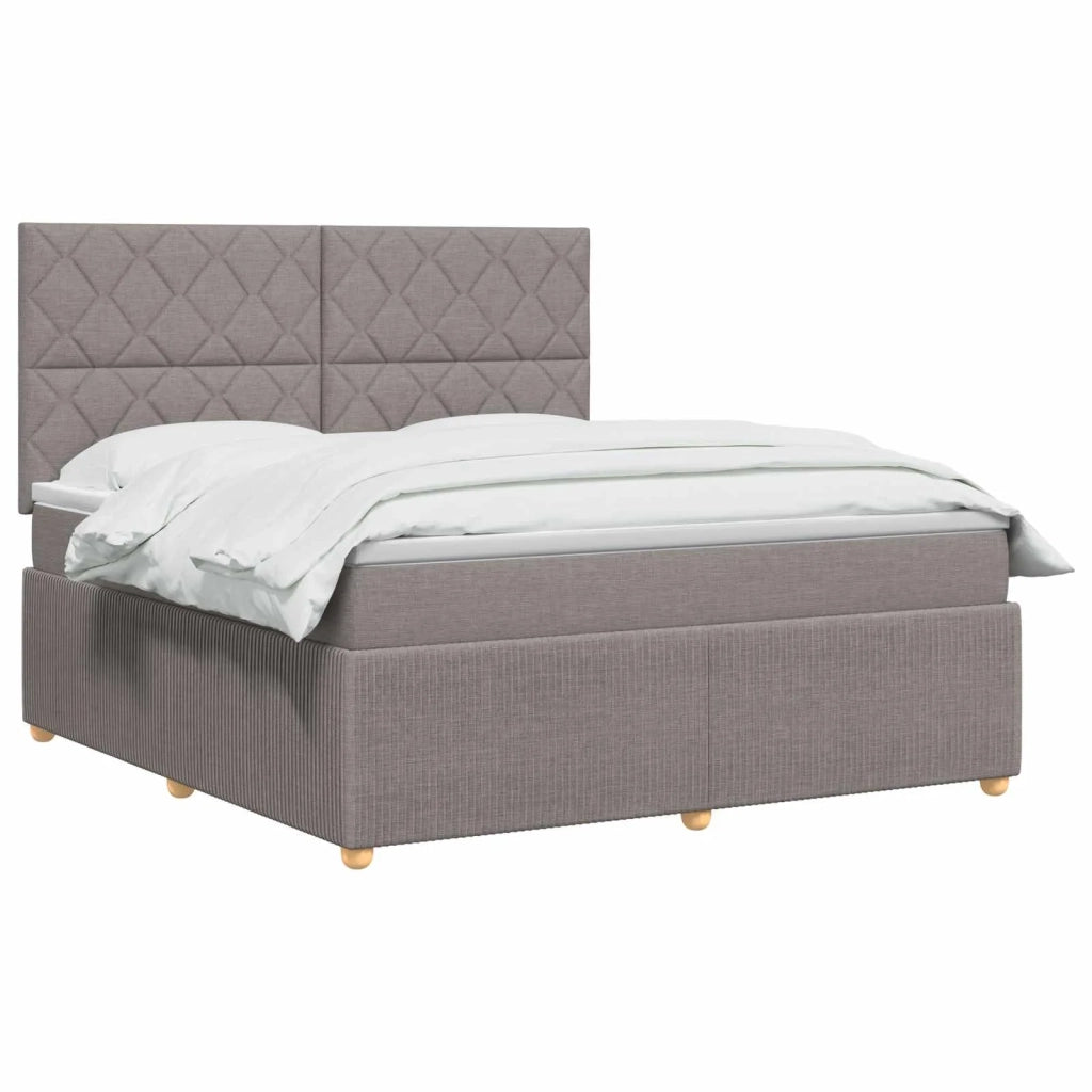 Letto Box Spring LED con Materasso Tortora 180 x 200 cm Tessuto 3455927
