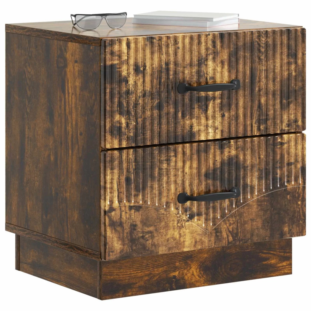 Comodino | Armadio da Notte | Mobiletto da notte con cassetto Rovere Fumo 43 x 34,5 x 44,5 cm