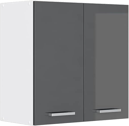 Pensile universale R-Line, Antracite lucido, 60 x 60 cm con porte, per montaggio a parete per riporre utensili domestici