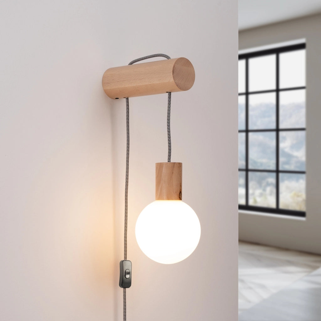 Applique industriale legno NEBULA Pure Lume G9 con interruttore
