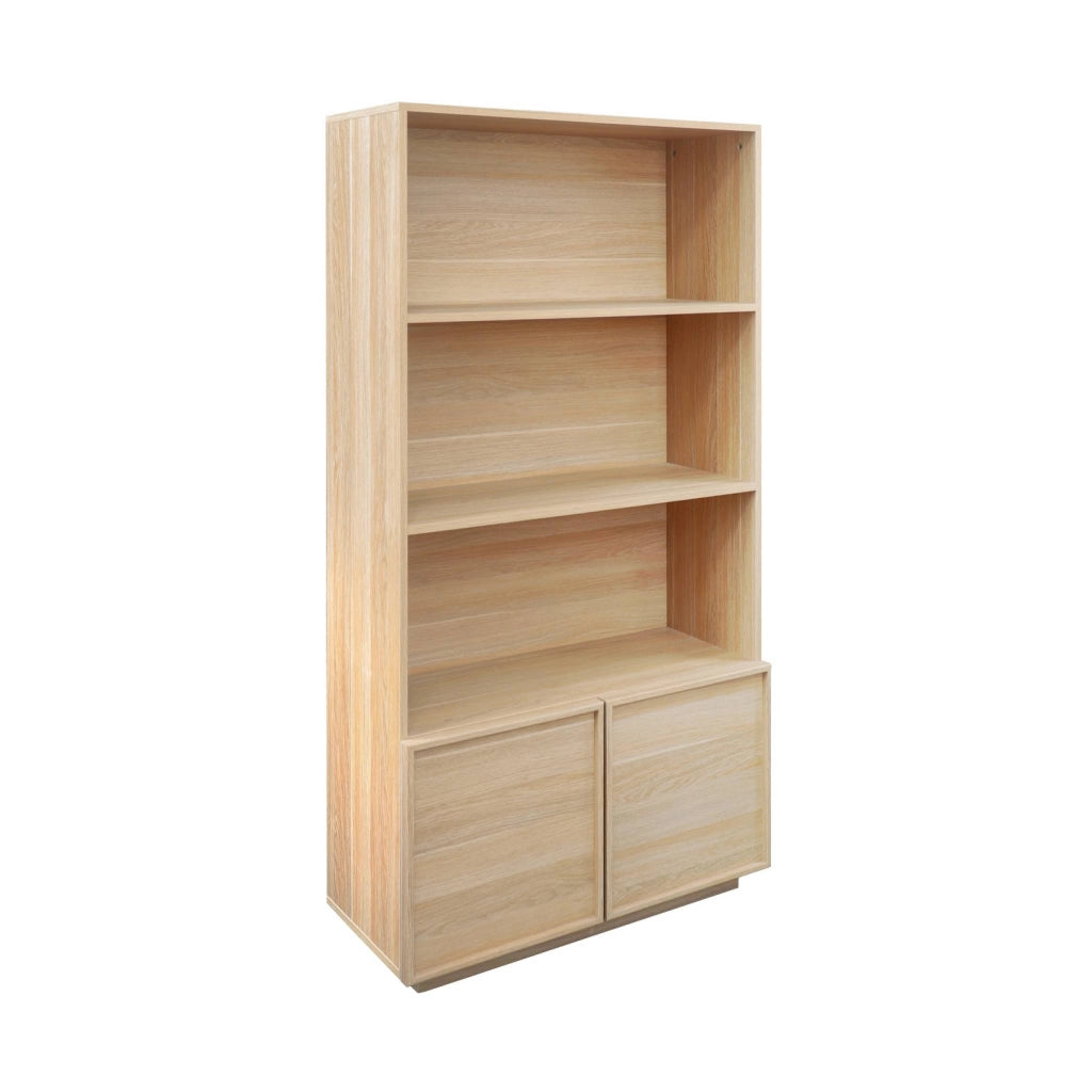 Libreria effetto legno con 2 ante a 5 livelli, marrone naturale