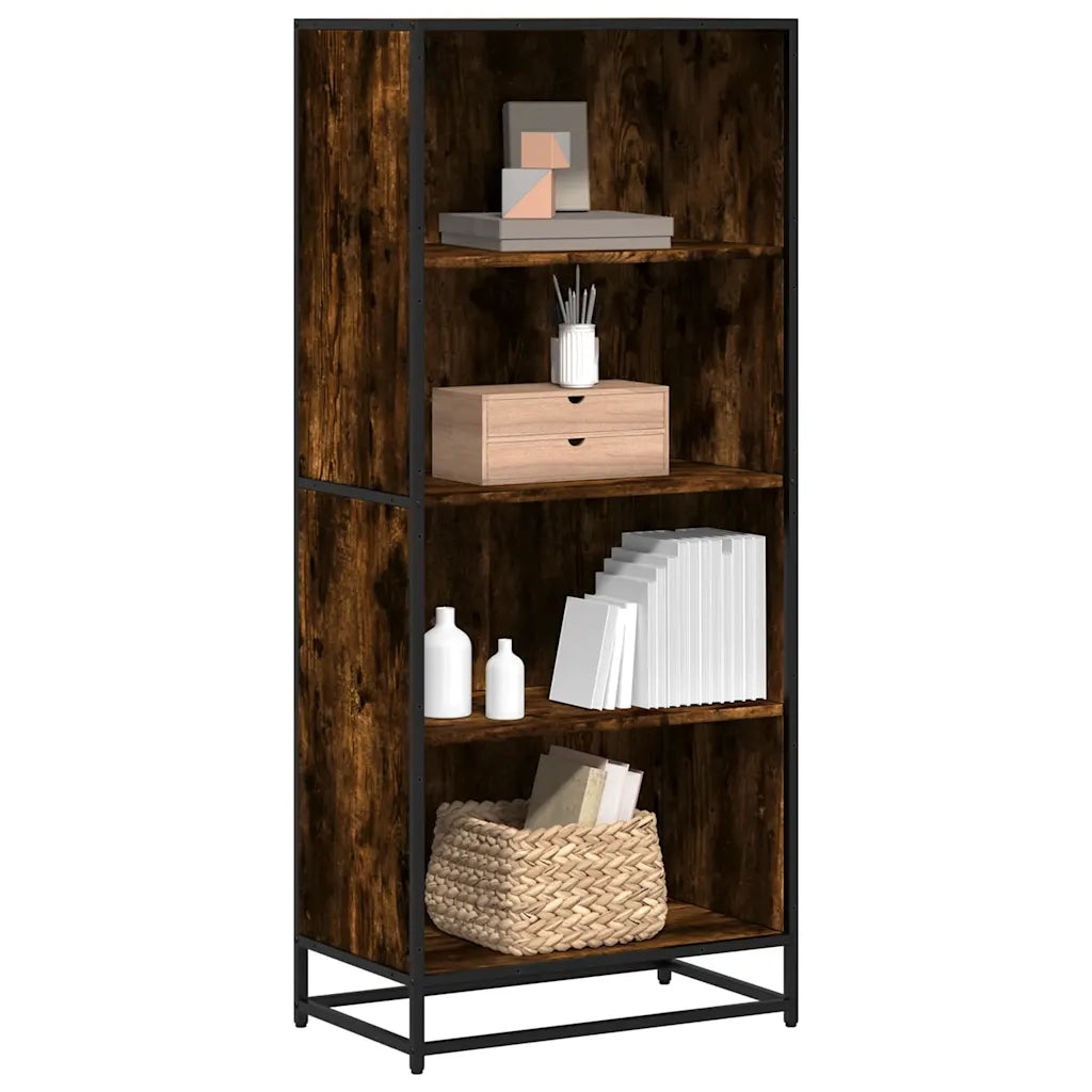 Libreria-Scaffale per Libri-Mobile di Stoccaggio Rovere Fumo 60x35x139 cm in Truciolato