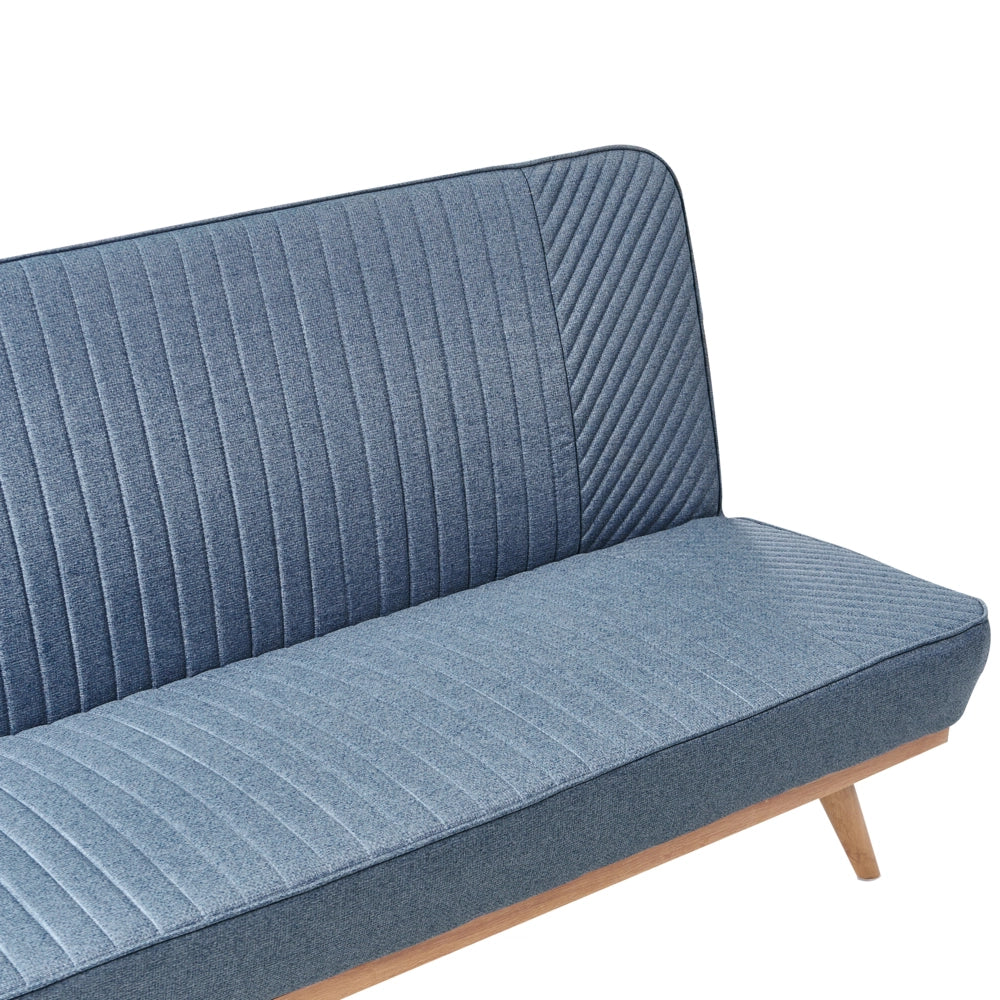 Divano letto Blu Rivestimento in tessuto Gambe in metallo 2 posti Seduta con schienale imbottito Design moderno Senza braccioli