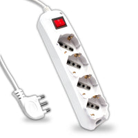 Multipresa 4 posti con interruttore luminoso 10/16a â€‹â€‹bipasso/schuko 250v ~ max: 3500W Cavo H05VV-F 3G1.0mmx1.5m con spina 16a 2p+t