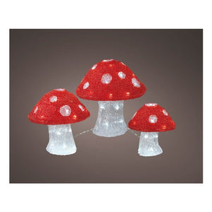 Decoro kaemingk 492069 lumineo set 3 funghetti natalizi acryl