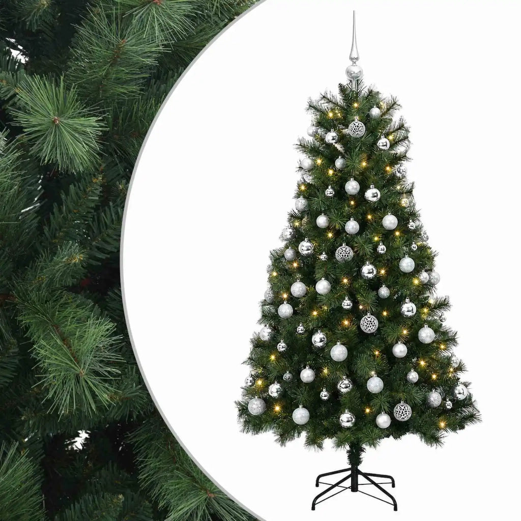 Albero di Natale artificiale con rami snodati e palline 150 cm 3466030