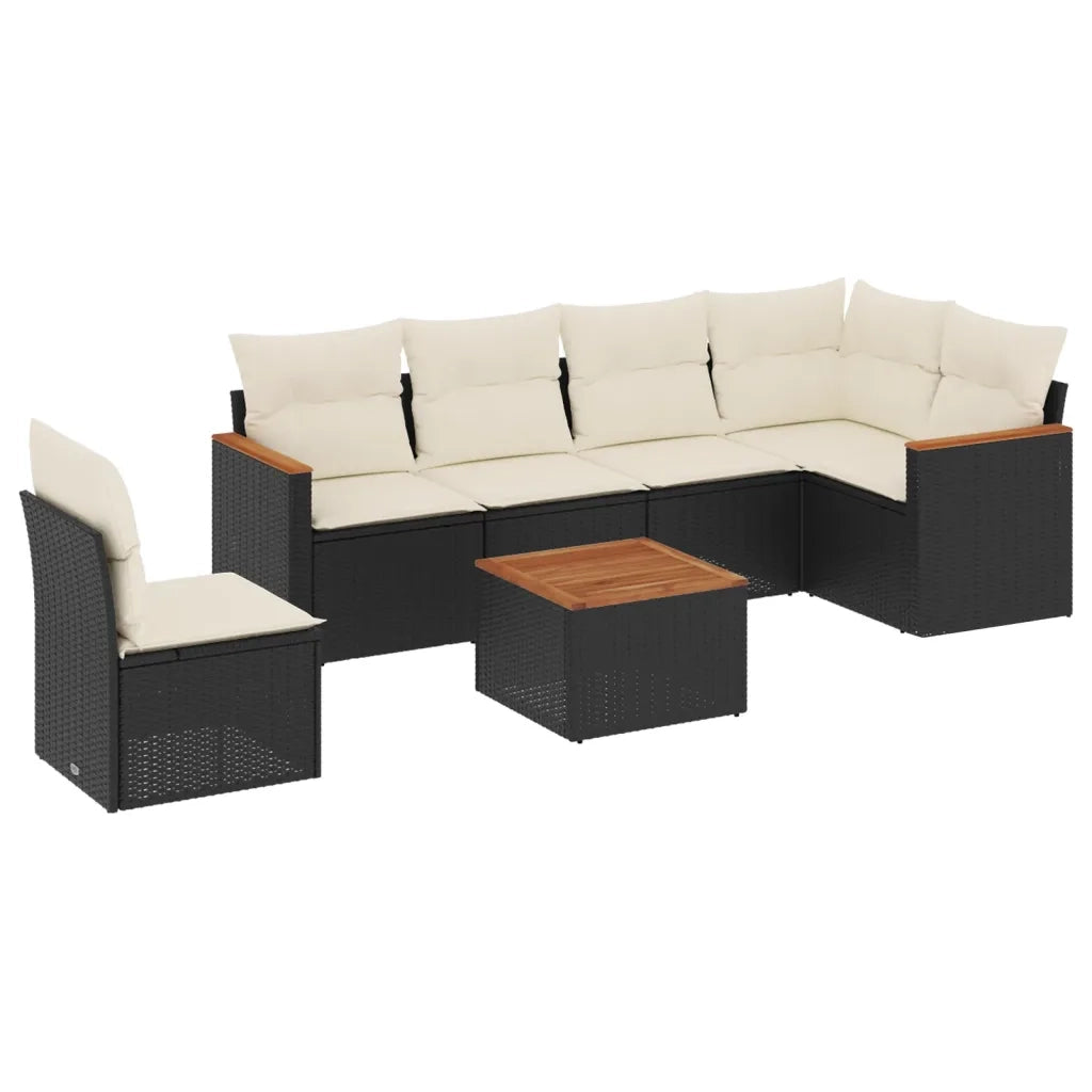 Set Divani da Giardino con Cuscini 7pz Nero Polyrattan 3258423