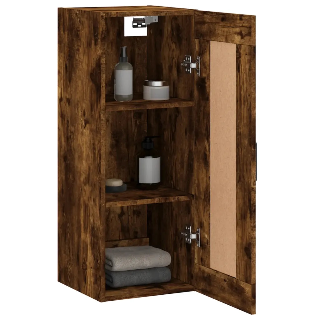 vidaXL Mobile a Parete Rovere Fumo 34,5x34x90 cm in Legno Multistrato