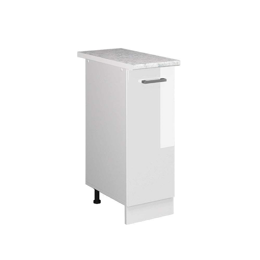 Armadio cucina dispensa alto R-Line Bianco lucido/Bianco 30 cm, PL Marmo Vicco