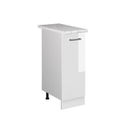 Armadio cucina dispensa alto R-Line Bianco lucido/Bianco 30 cm, PL Marmo Vicco