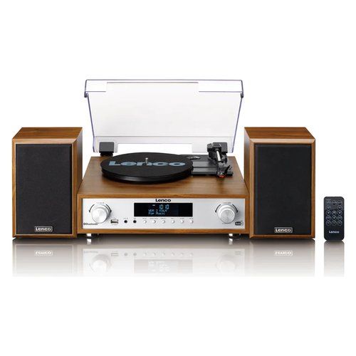Giradischi con radio dab e diffusori incorporati lenco mc-160wd colore legno - MC160WD