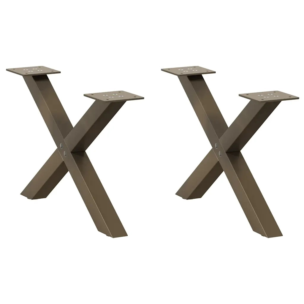 Gambe per Tavolino da CaffÃ¨ a Forma di X 2 pz Acciaio Naturale 50x(30-31) cm Acciaio