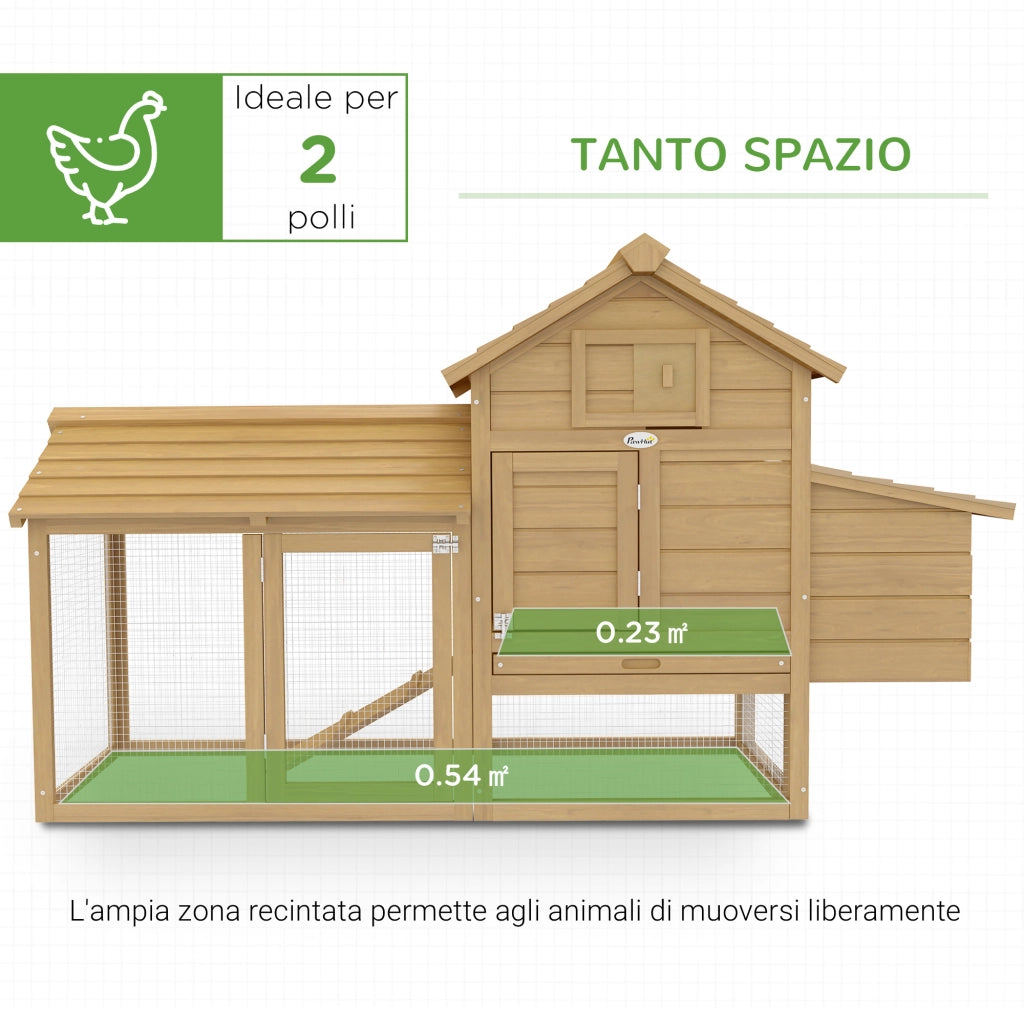 Pollaio in Legno per 2 Galline con Recinzione e Nido ¨C zephmum ¨C 151.5x54x87cm