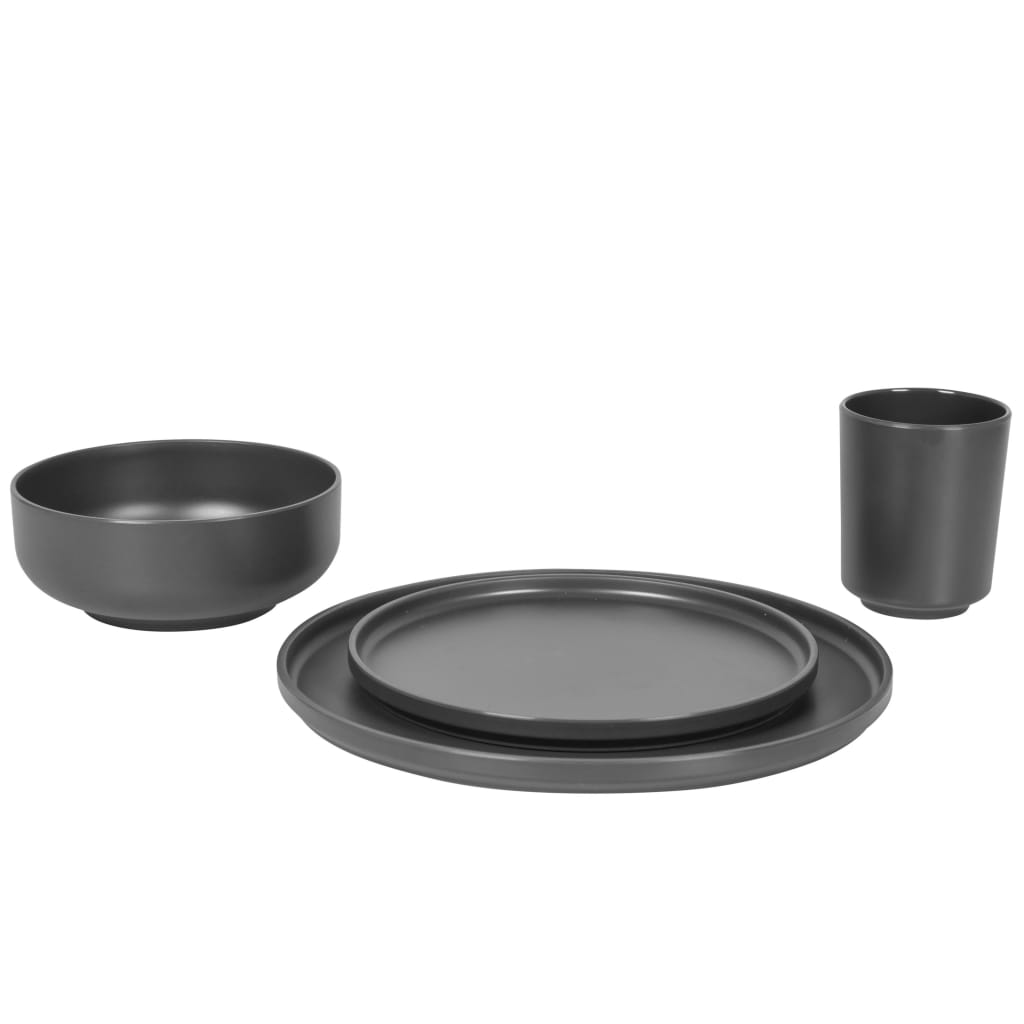 Bo-Camp Set di Stoviglie 16 pz Patom in Melamina Antracite 435575