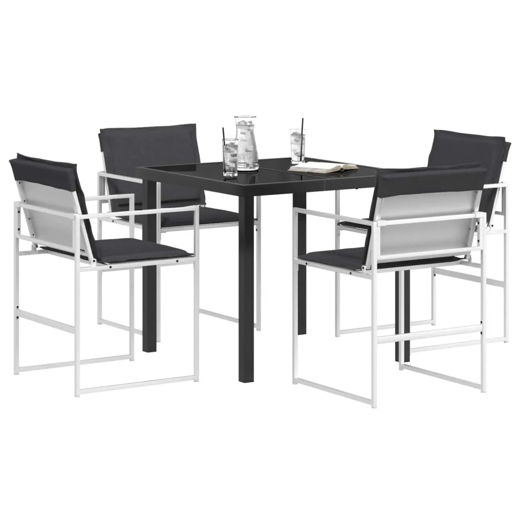 Set da Pranzo per Giardino 5 pcs Bianco e Antracite