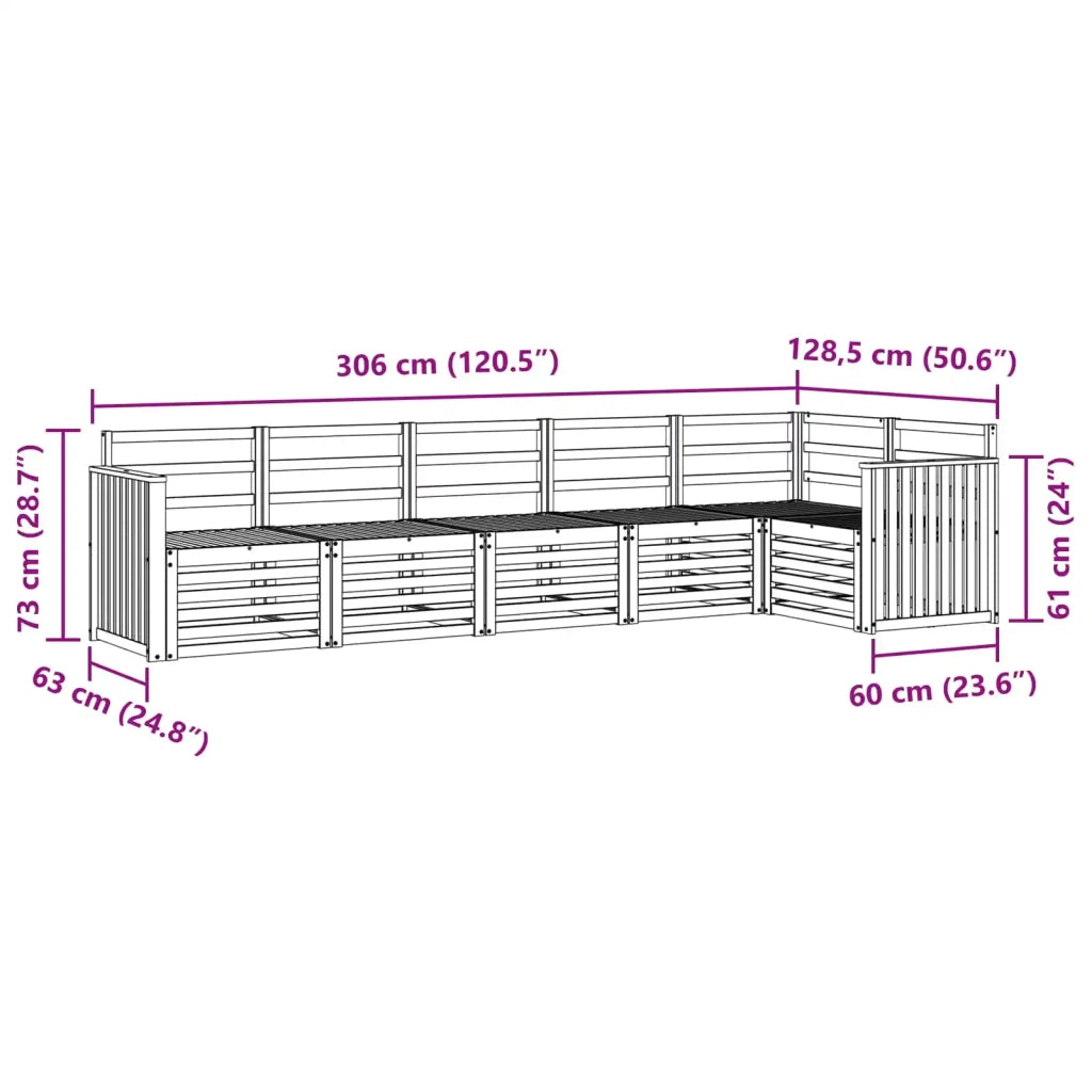 Set di divani da esterno 6 pcs Bianco 306 x 128,5 x 73 cm 3391909