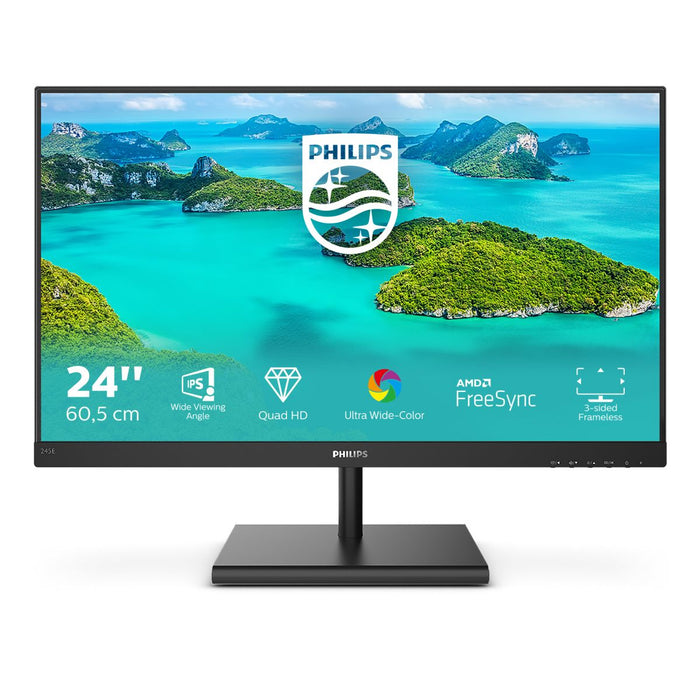Philips e line 245e1s/00 led display 60,5 cm (23.8") 2560 x 1440 pixel 2k ultra hd lcd nero