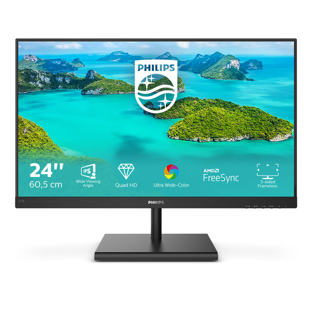 Philips e line 245e1s/00 led display 60,5 cm (23.8") 2560 x 1440 pixel 2k ultra hd lcd nero