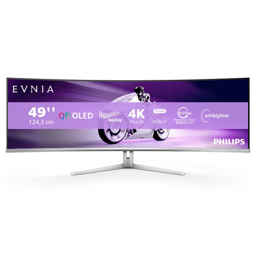 Philips evnia 8000 49m2c8900l/00 monitor pc 124,2 cm (48.9") 5120 x 1440 pixel dual qhd qdoled bianco