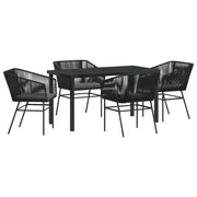 Set da Pranzo per Giardino con cuscino 5 pz | Set Salotto da Giardino Nero