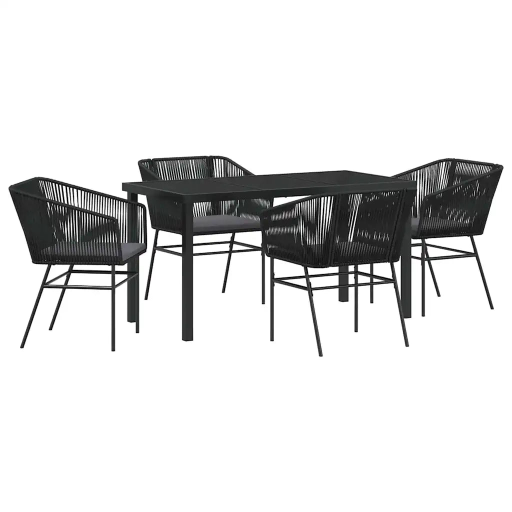 Set da Pranzo per Giardino con cuscino 5 pz | Set Salotto da Giardino Nero